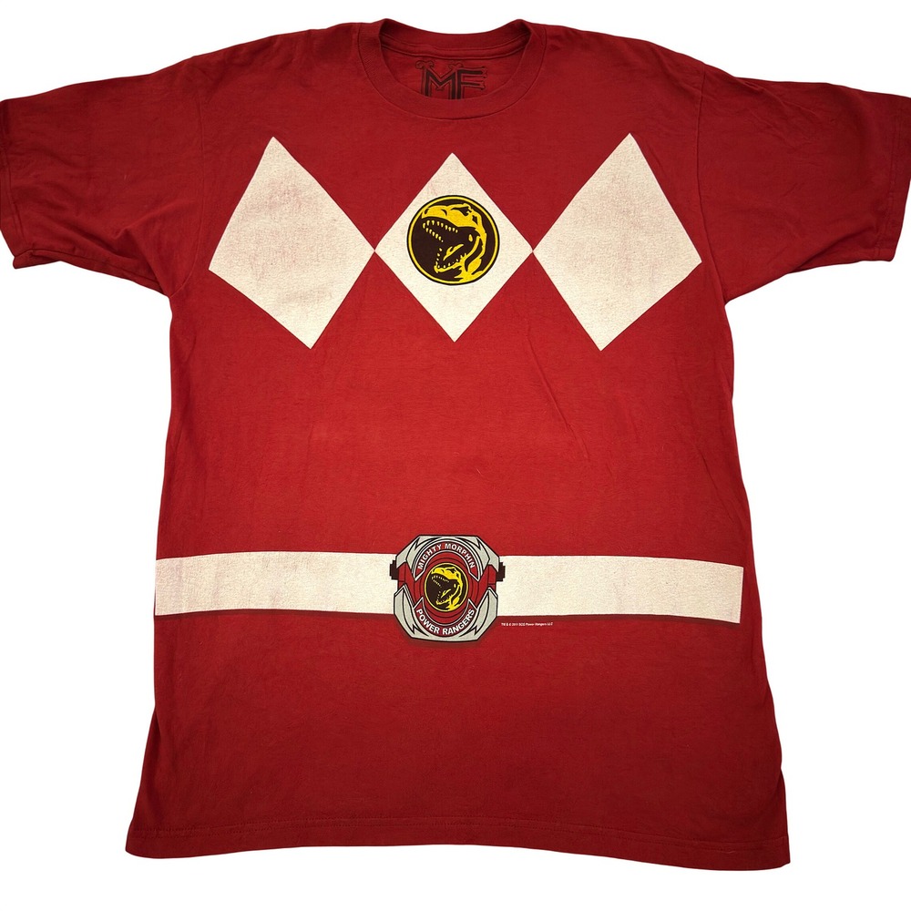 Mighty Morphin Power Rangers Red Ranger T-Shirt MF Graphic Tee Red L